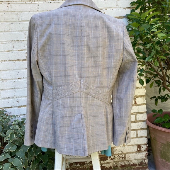 Larry Levine Notch Collar Blue Gray plaid 3 button Classic Blazer Jacket sz12 - Picture 8 of 15